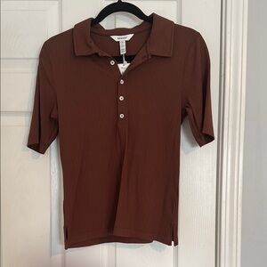 Spanx Ribbed Polo top in Hickory
